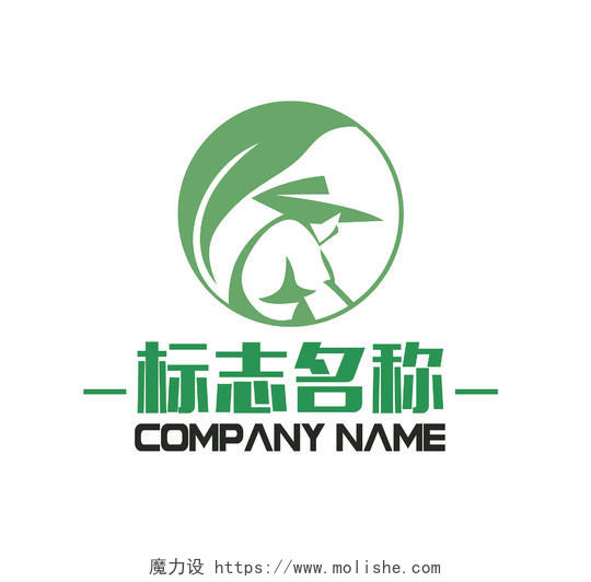 绿色农民圆圈logo标志okl农业logo